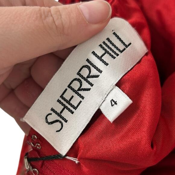 NWT Sherri Hill Red Sequin Striped Beaded Two Piece with Slit Skirt Womens 4 - Picture 8 of 8